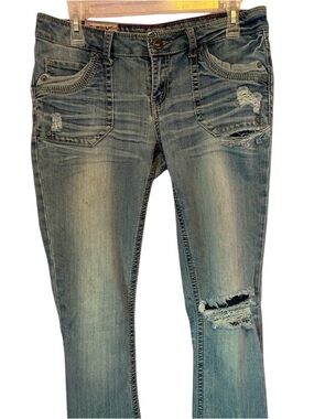First 1st Kiss jeans 9 flare leg ripped distressed boho